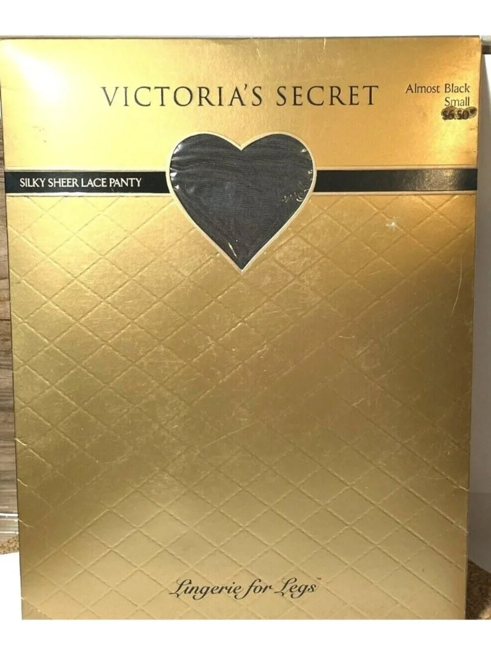 VTG Womens Victorias Secret 1 Silky Sheer Lace Pantyhose Small Almost Black NSP